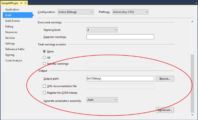 Build output section